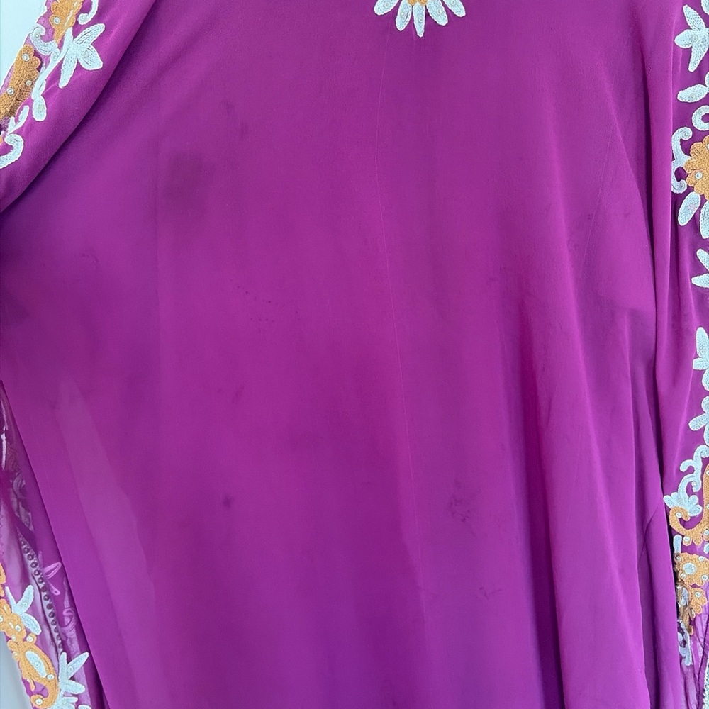 Purple Embroidered Kaftan‎ Dress - Picture 3 of 9